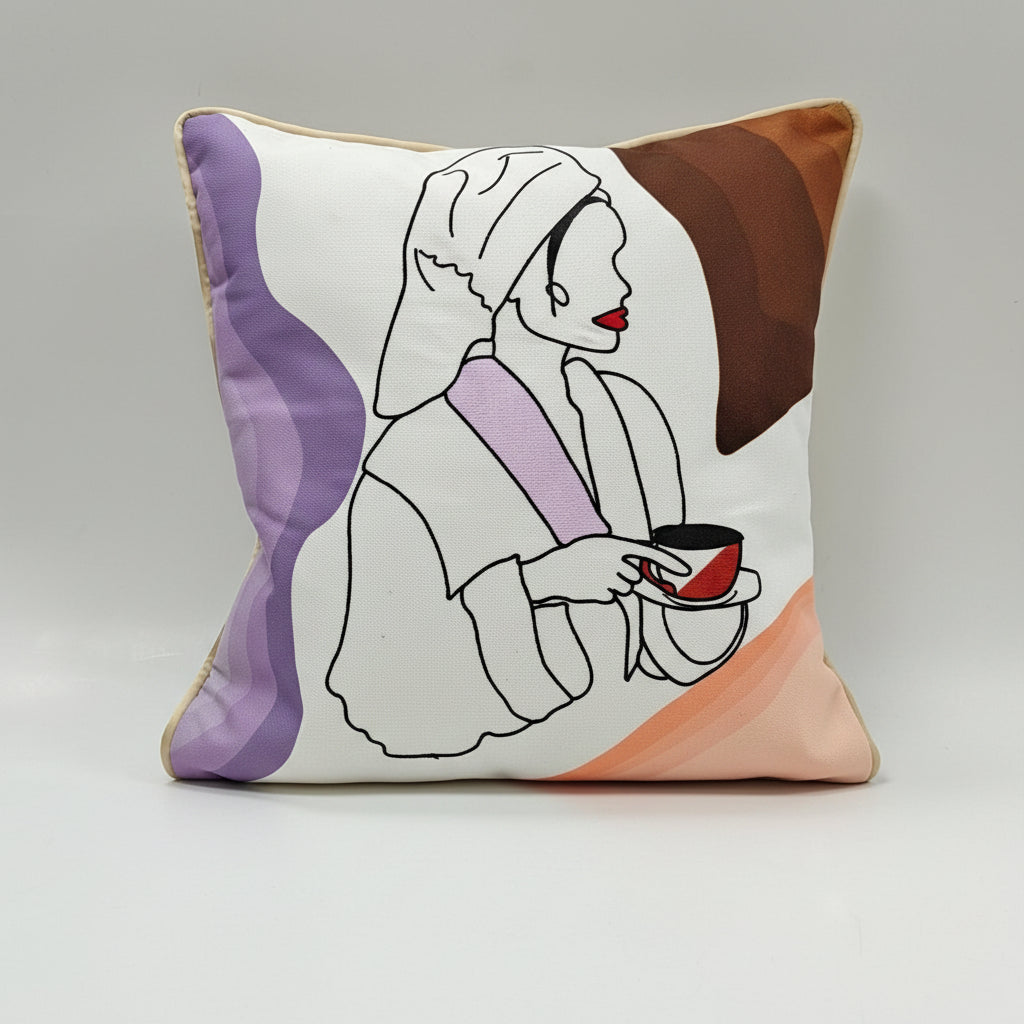 Coffee Woman Cushion Cover