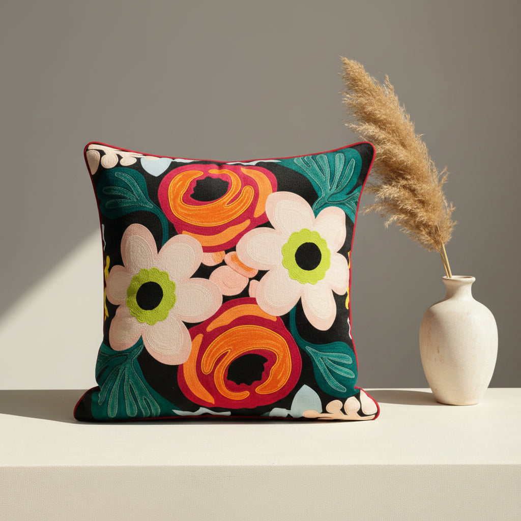 Bold Flora Velvet Cushion 02