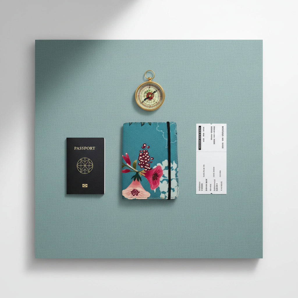 Pasport Holder Blue Floral