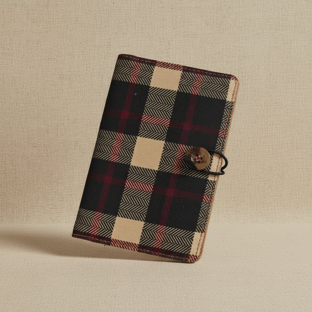 Pasport Holder Brown Tartan
