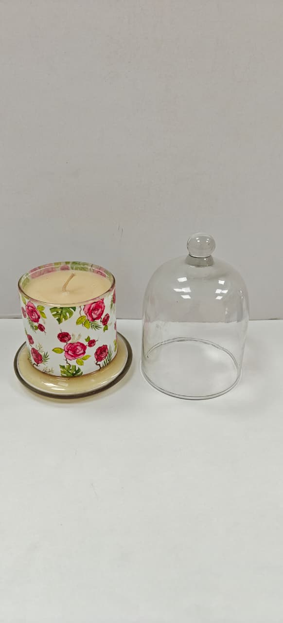 White Floral Rose Bell Jar