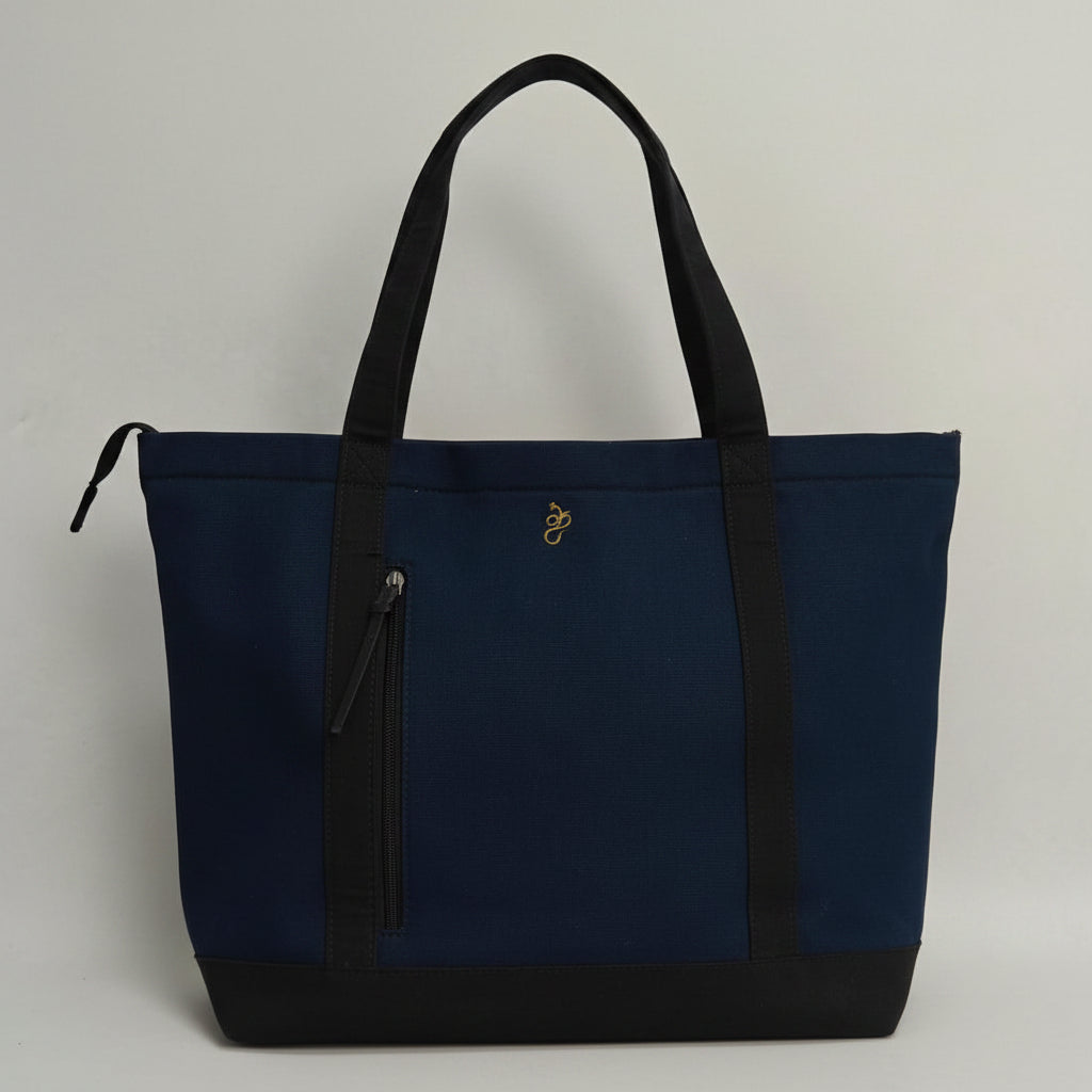 Camera Bear Blue Black Large Tote Bag