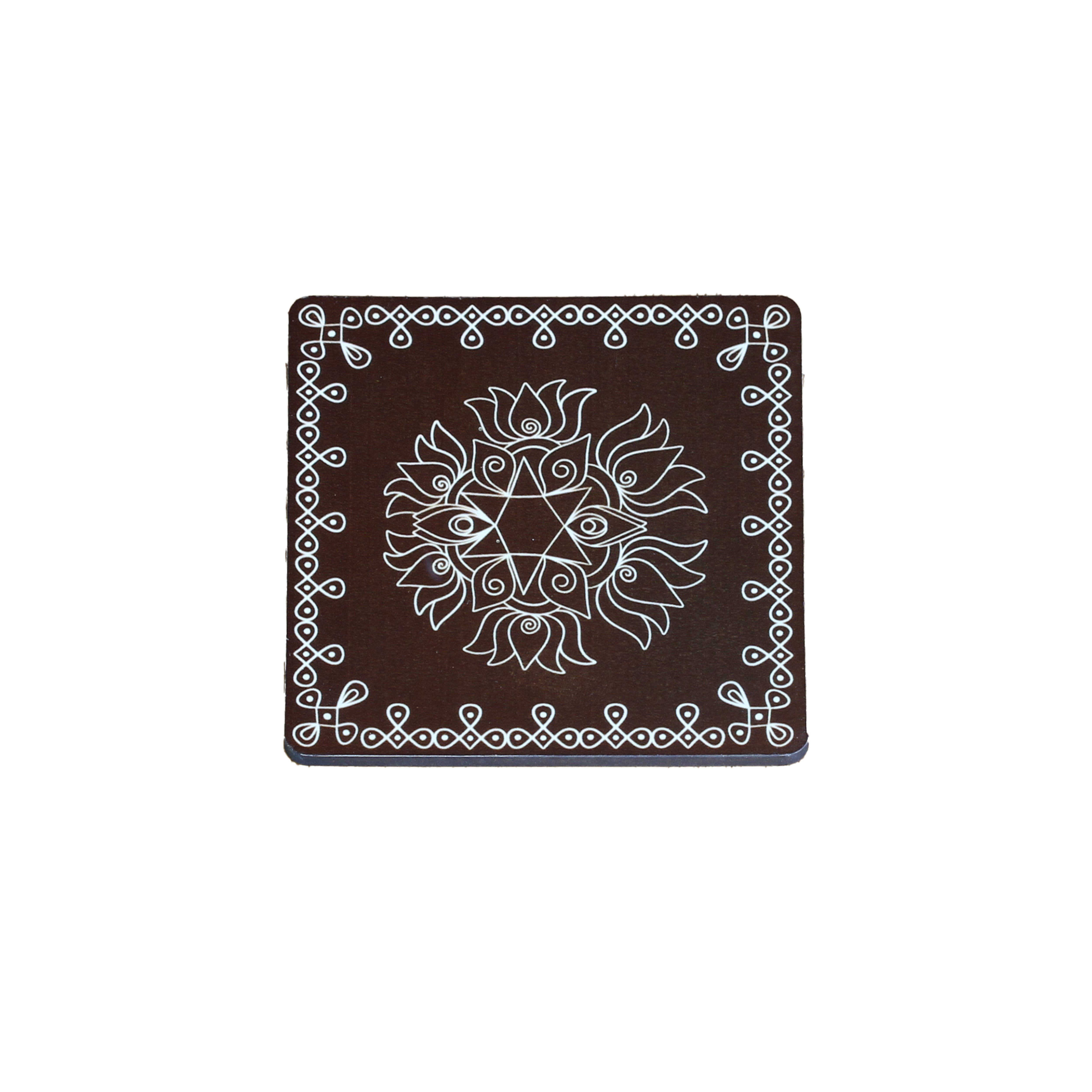 Wooden Square Coasters - Rangoli Inspired