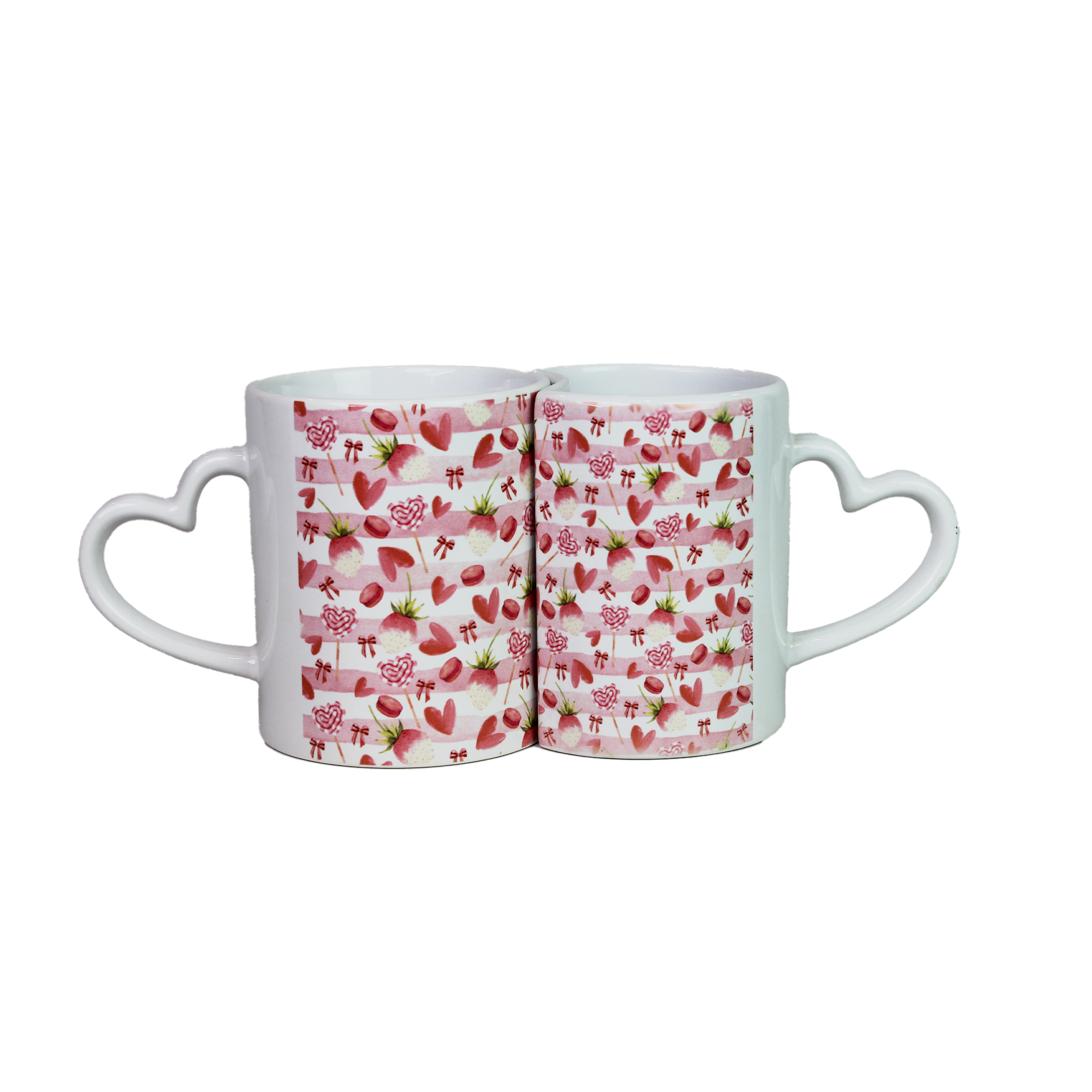 Celebrate love with this set of 2 ceramic Lover Mugs featuring heart-shaped handles and a unique interlocking design. Ideal Valentine's Day gift for couples, these romantic mugs add charm to coffee time. Perfect for gifting or special occasions