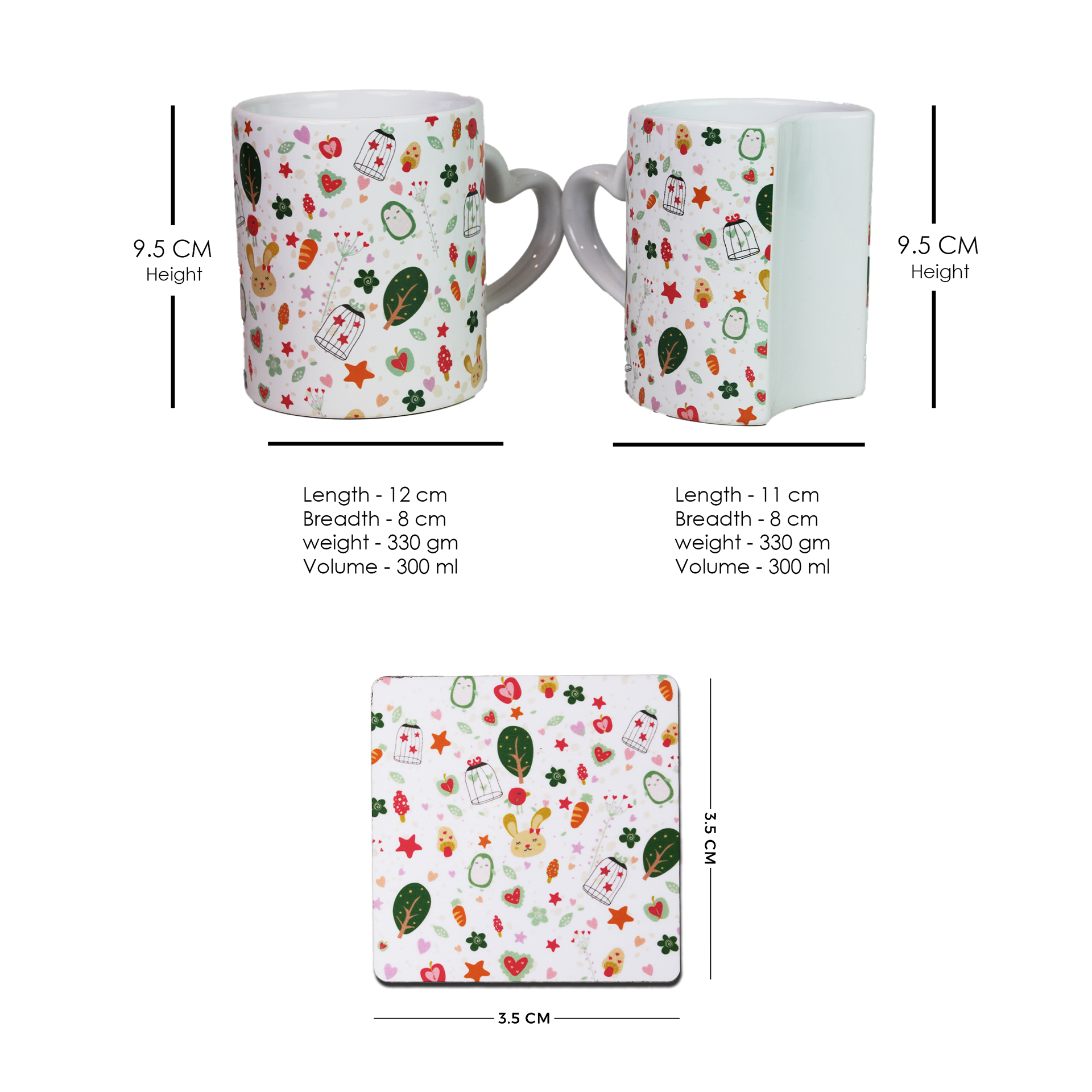 Cupid’s Garden – Lover Mugs & Coaster Set