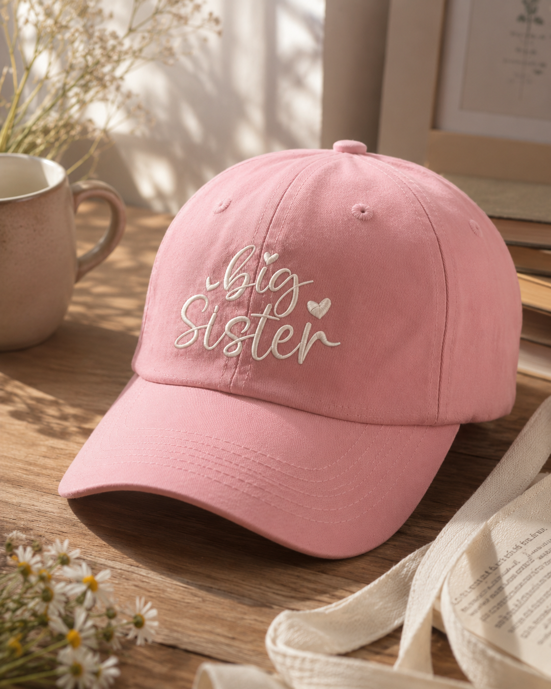 Cap Big Sister Text Pink Color Baseball Cap