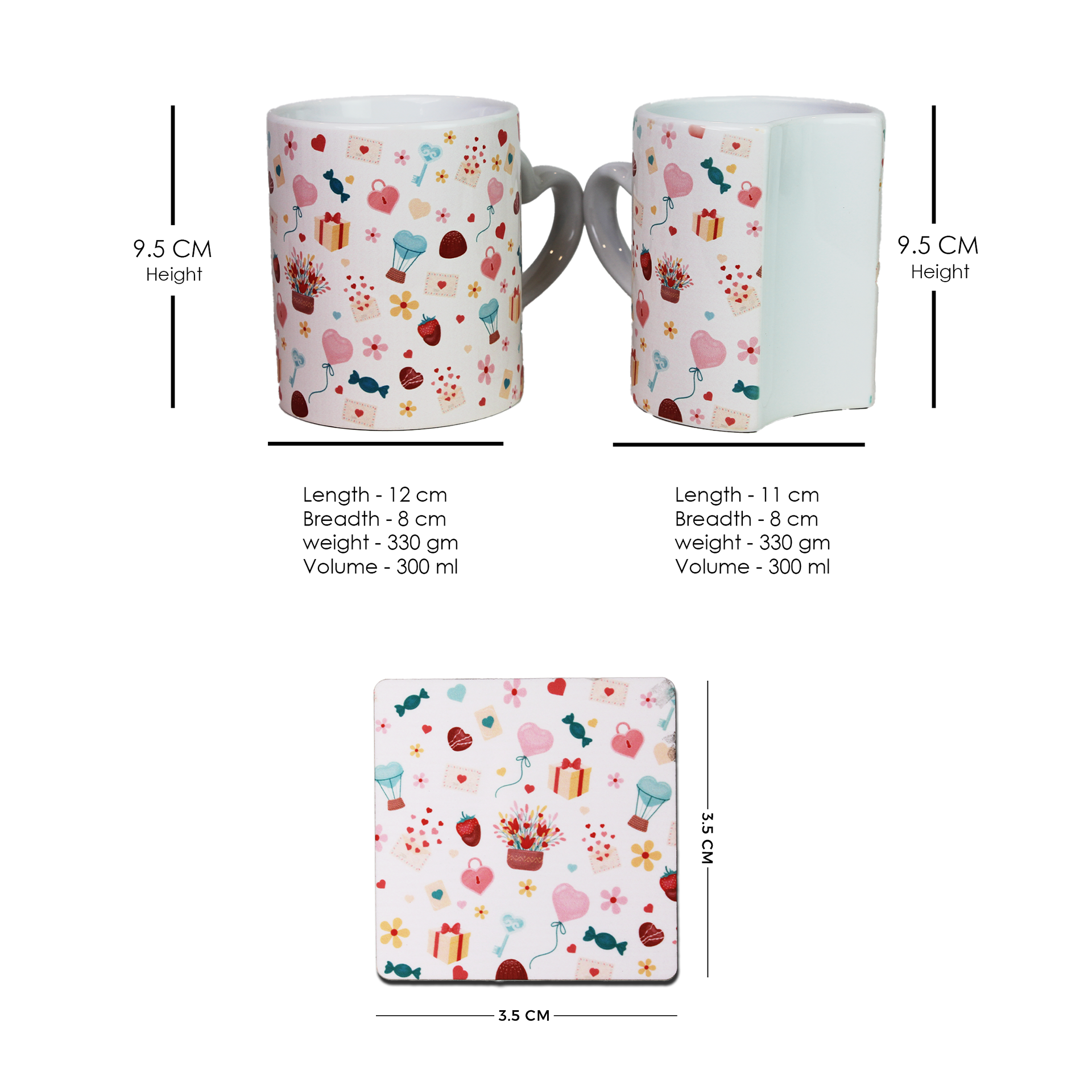 Heartstrings – Lover Mugs & Coaster Set