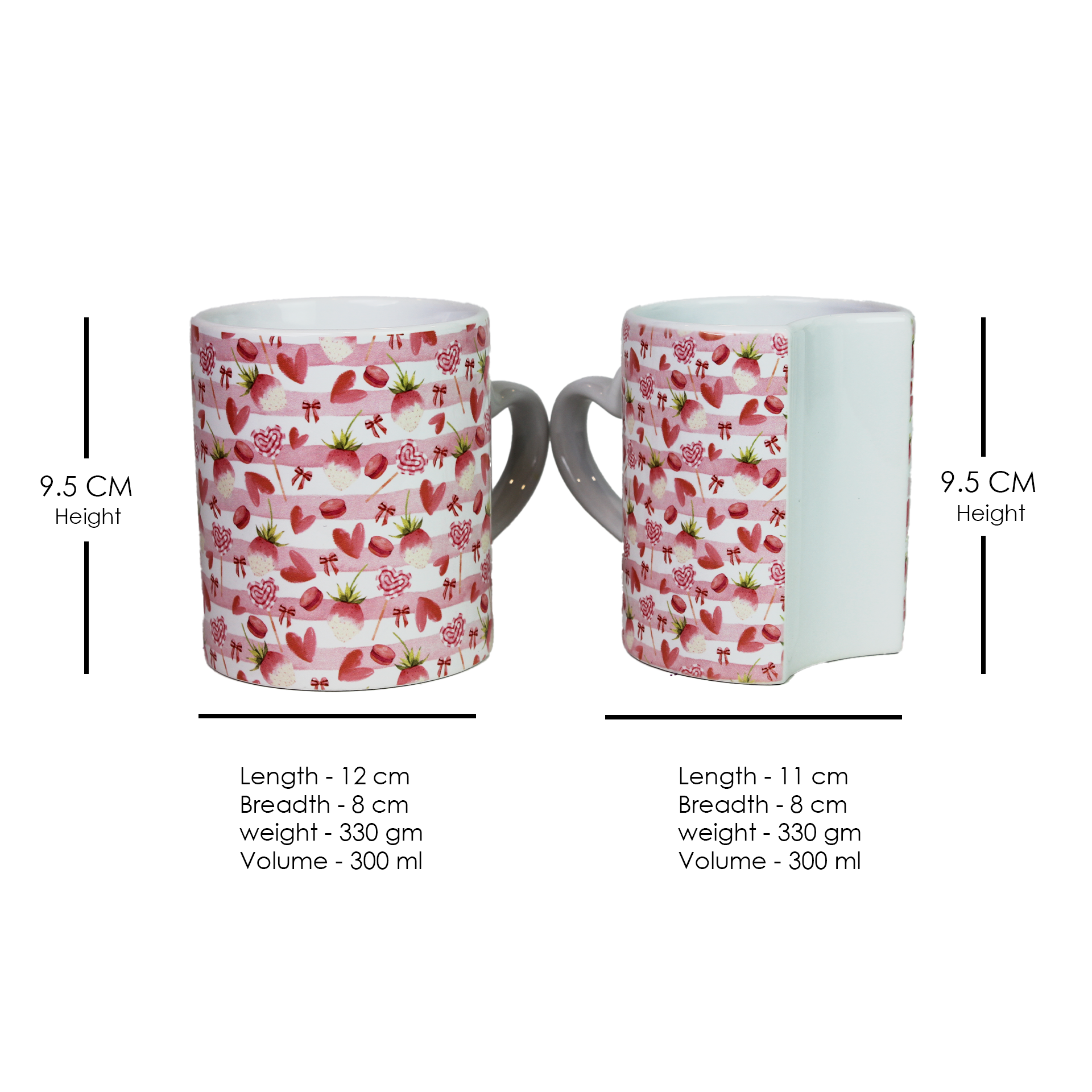 Celebrate love with this set of 2 ceramic Lover Mugs featuring heart-shaped handles and a unique interlocking design. Ideal Valentine's Day gift for couples, these romantic mugs add charm to coffee time. Perfect for gifting or special occasions