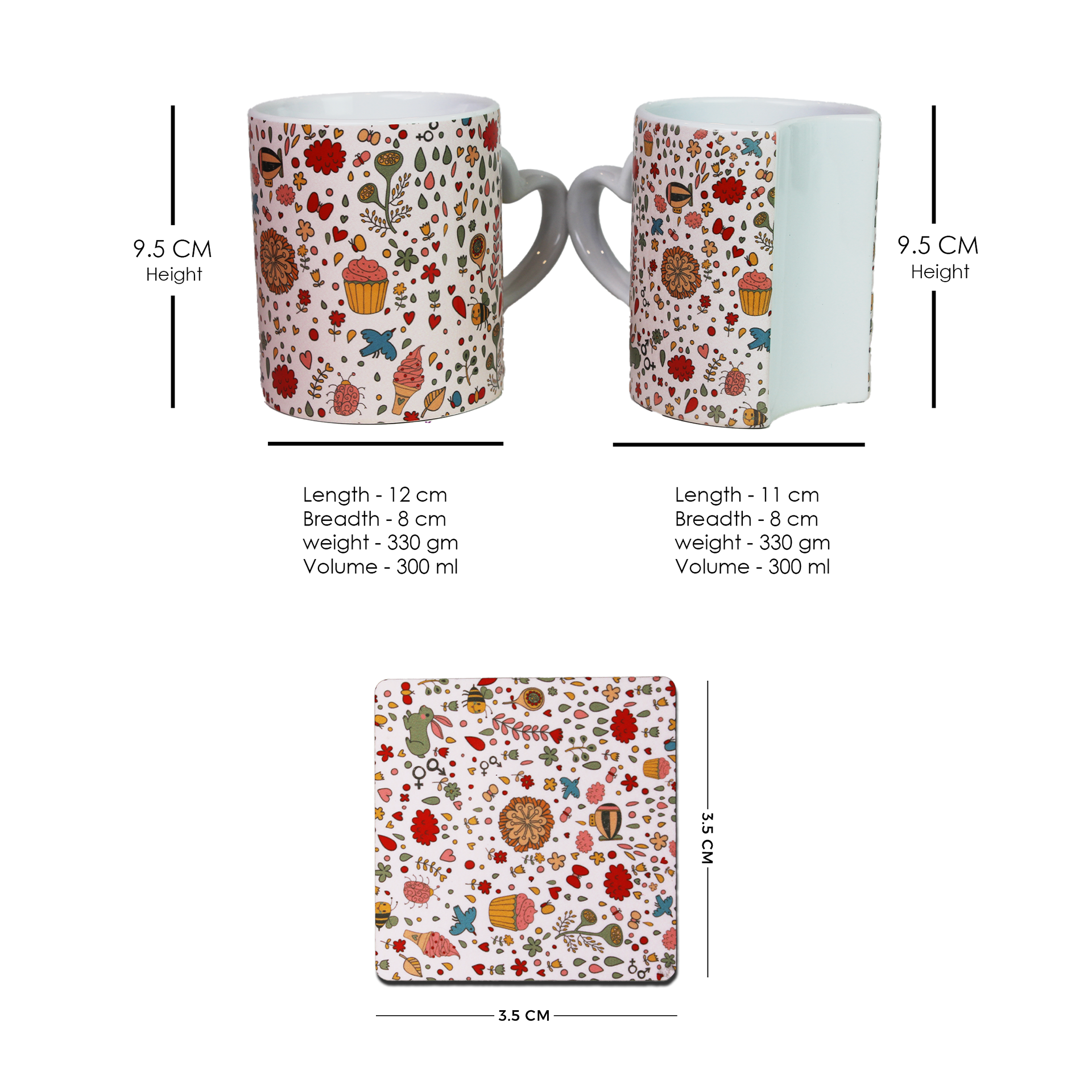 Love in Bloom – Lover Mugs & Coaster Set