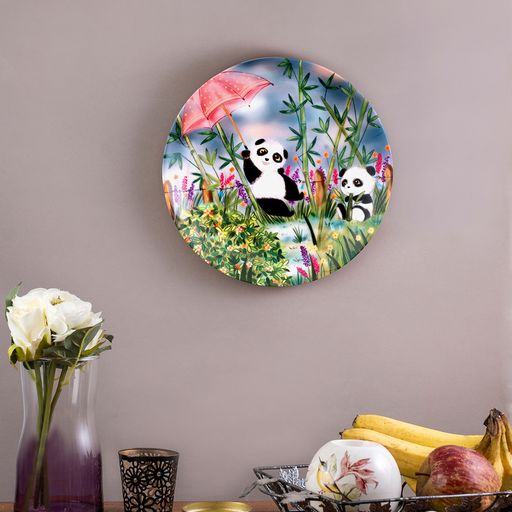 Decorative Wall Plates - Panda loves it when its monsoon