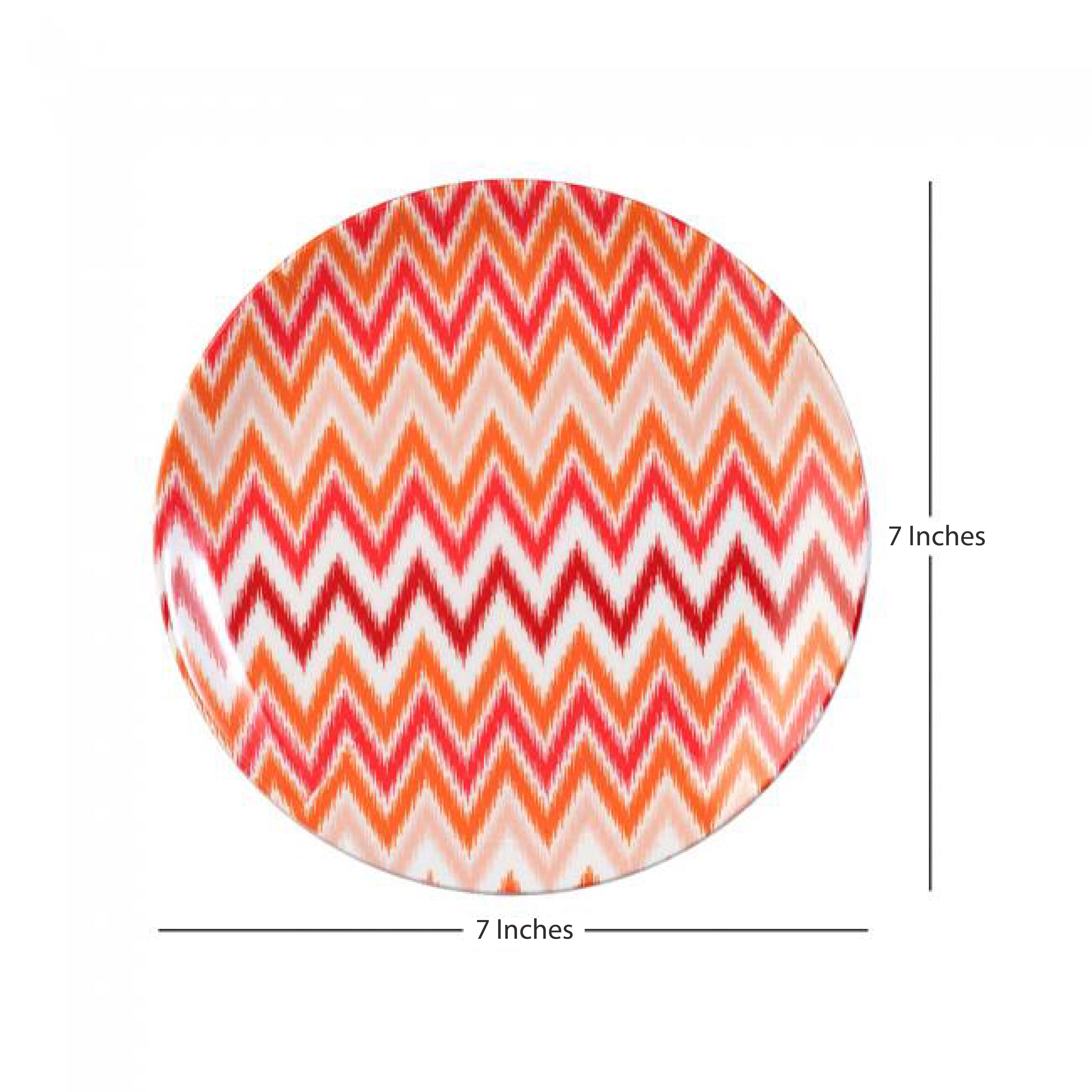 Decorative Wall Plate - Orange and White Dazzling Ikat