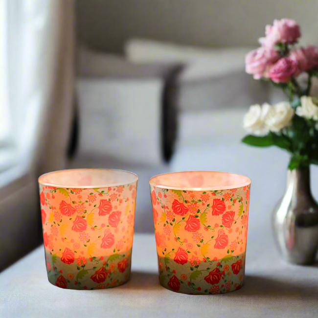 KOLOROBIA Ornate Mughal Candle Votives | Votives for Gifting on House Warming | Birthday | Anniversary, (Set of 2)