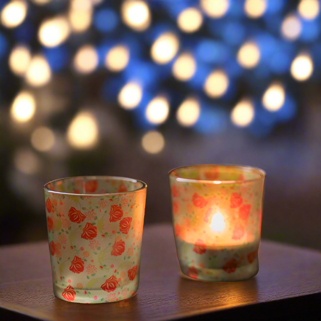 KOLOROBIA Ornate Mughal Candle Votives | Votives for Gifting on House Warming | Birthday | Anniversary, (Set of 2)