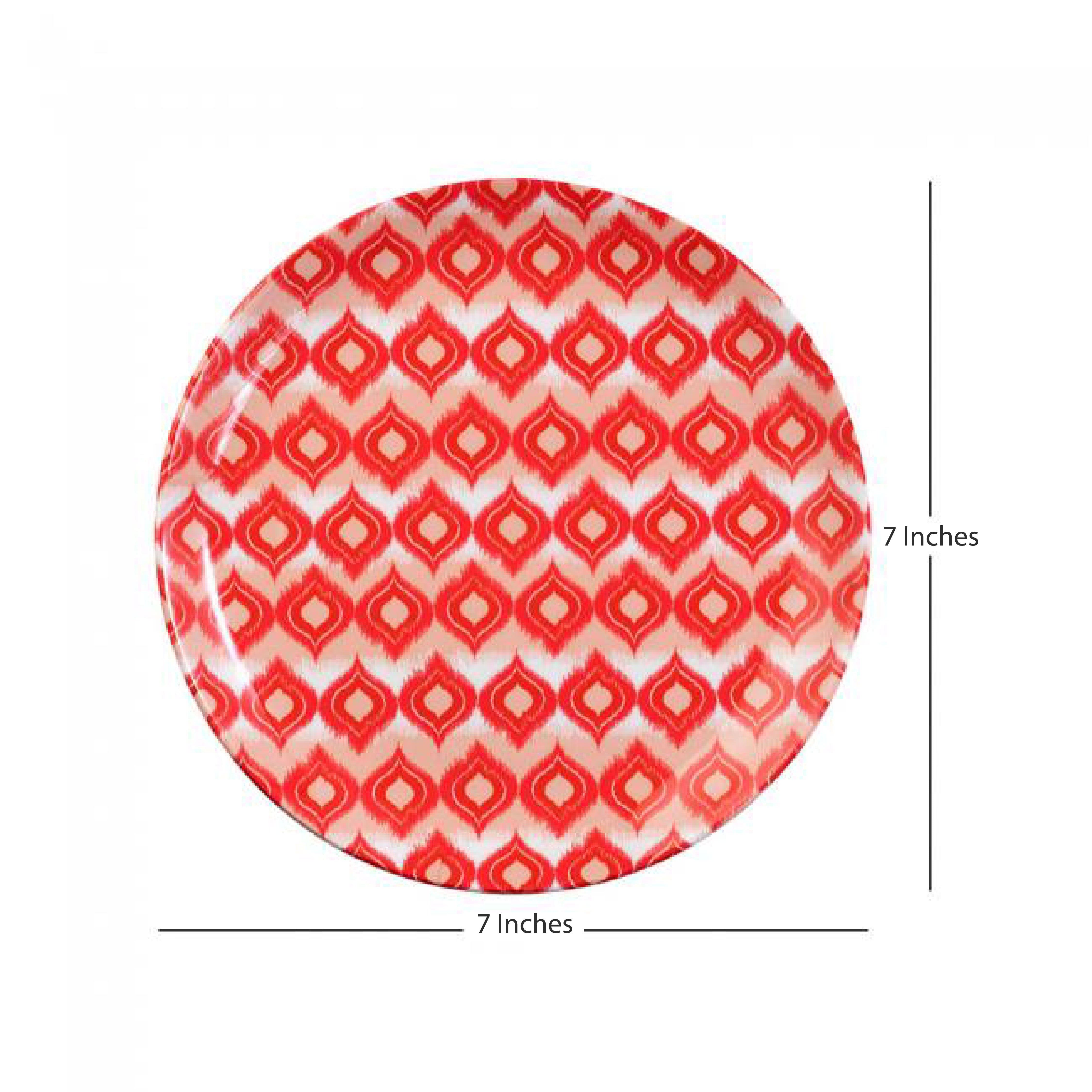 Decorative Wall Plate - Red and White Dazzling Ikat