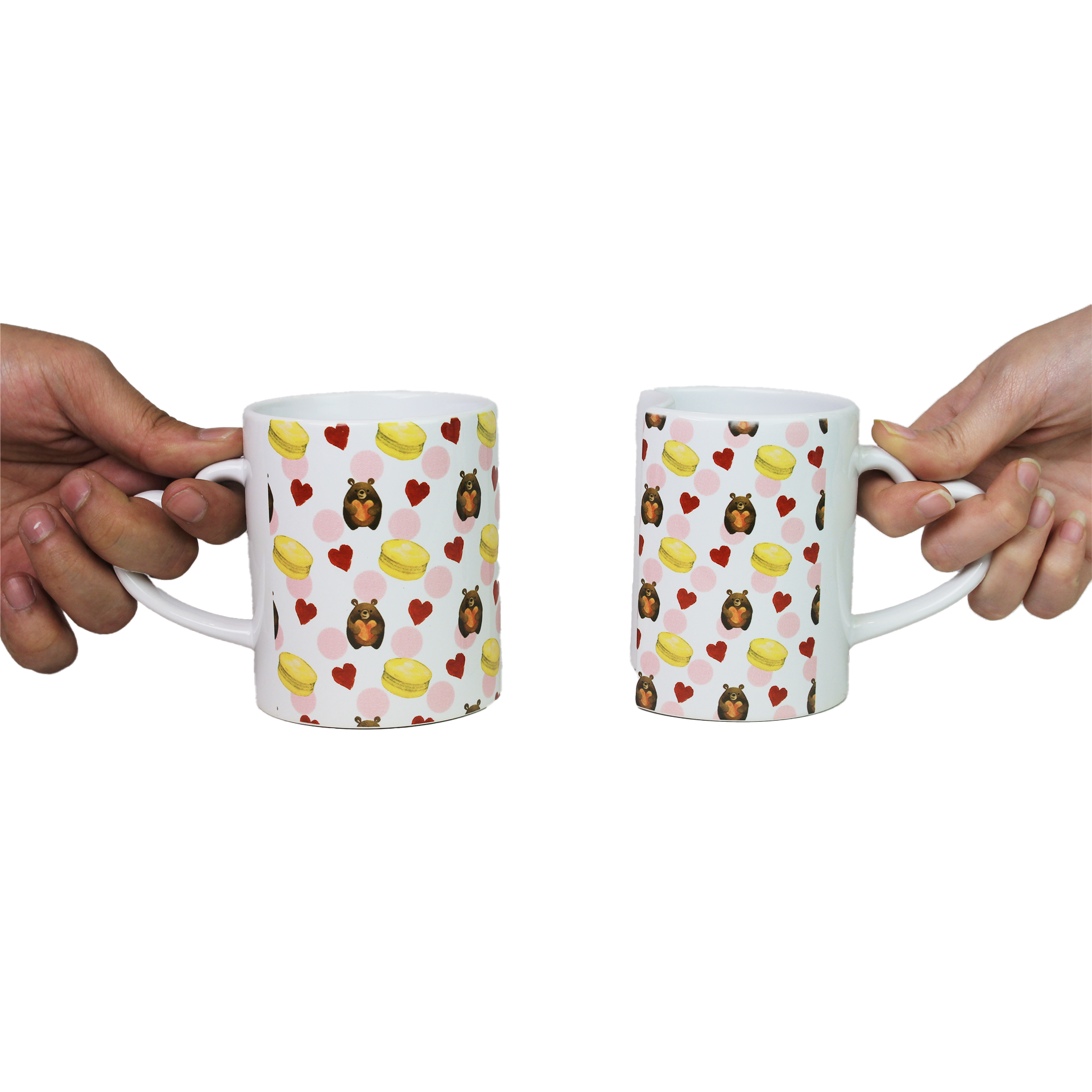 Celebrate love with this set of 2 ceramic Lover Mugs featuring heart-shaped handles and a unique interlocking design. Ideal Valentine's Day gift for couples, these romantic mugs add charm to coffee time. Perfect for gifting or special occasions