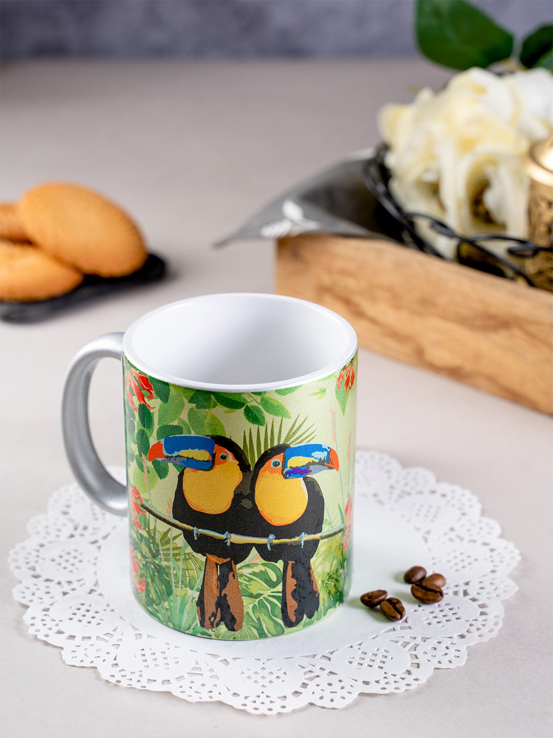 Silver Mugs -  Tropical Rain Forest World Toucan