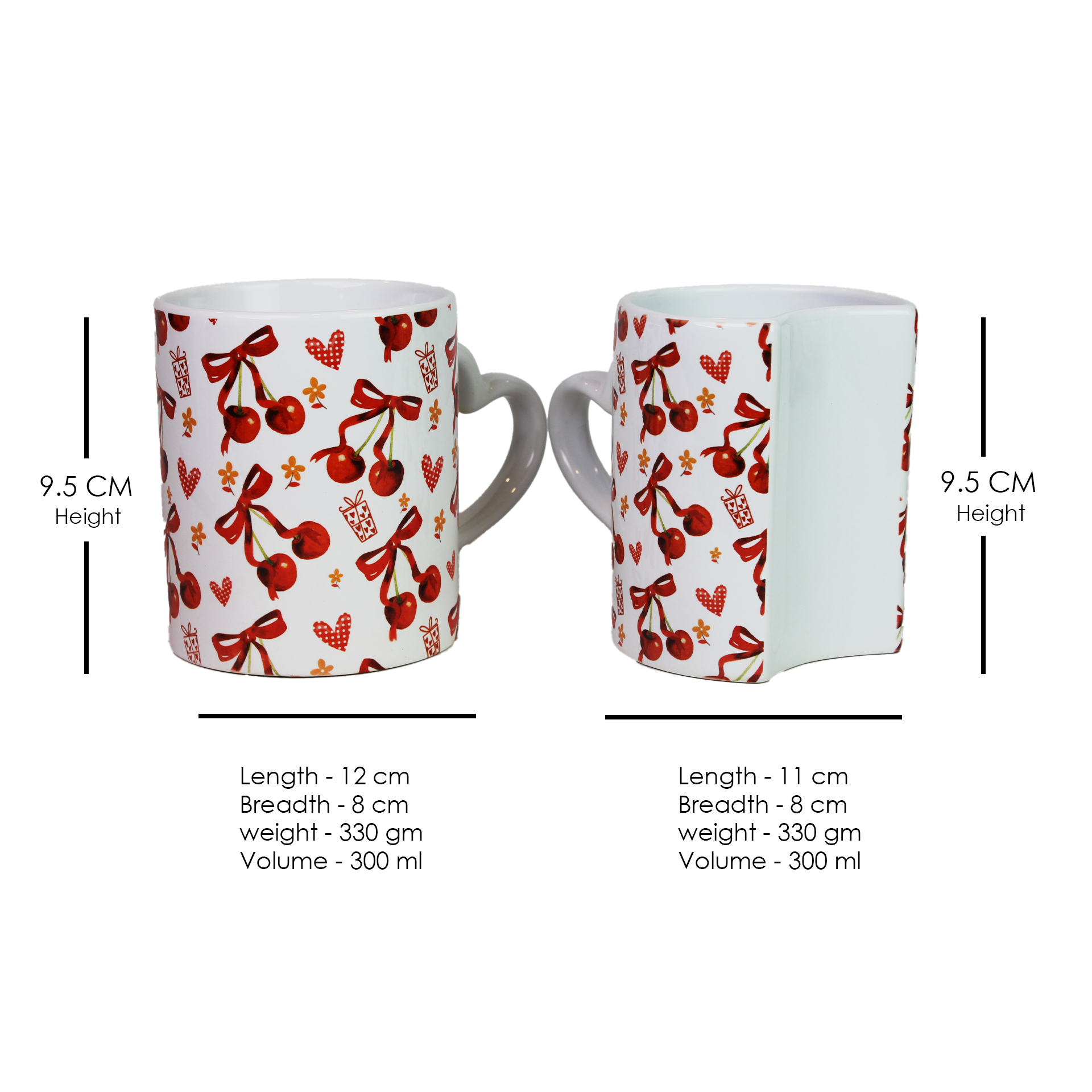 Celebrate love with this set of 2 ceramic Lover Mugs featuring heart-shaped handles and a unique interlocking design. Ideal Valentine's Day gift for couples, these romantic mugs add charm to coffee time. Perfect for gifting or special occasions