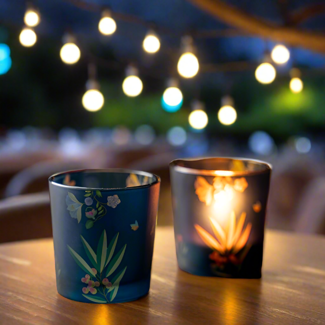 KOLOROBIA Vibrant Bliss Blue Candle Votives | Votives for Gifting on House Warming | Birthday | Anniversary | (Set of 2)