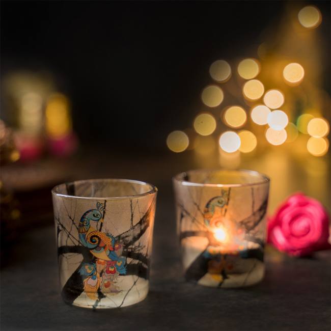 Candle Votives (Set of 2) - Peacock Admiration