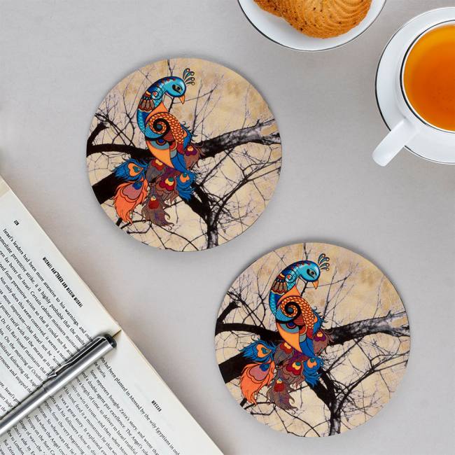 Wooden Coasters (Set of 2) - Peacock Admiration