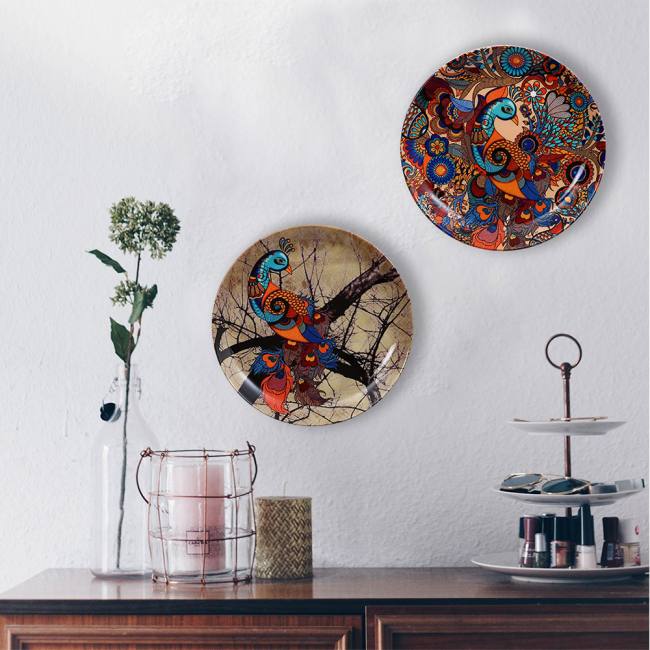Decorative Wall Plates Combo (Set of 2) - Peacock Admiration