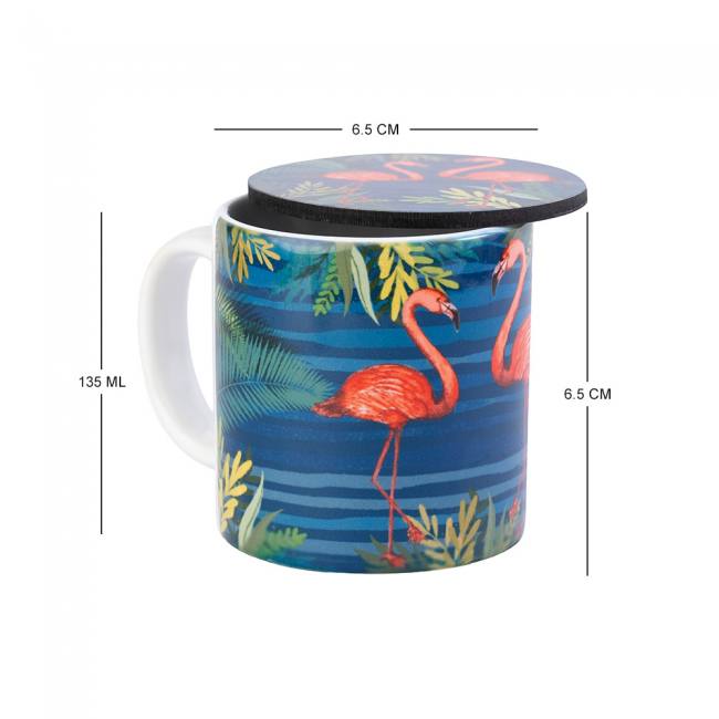 Espresso Mug with Coaster - Tropical Lush