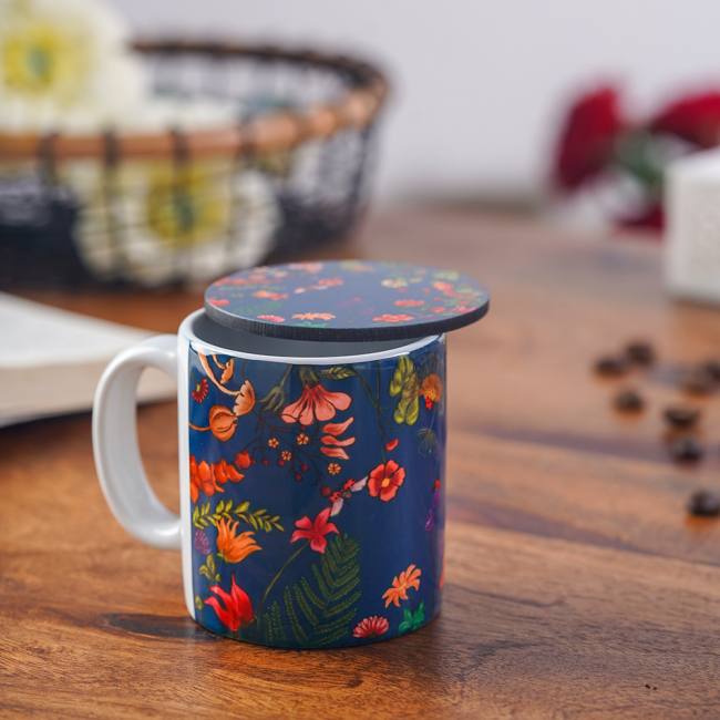 Espresso Mug with Coaster- Floral Bliss
