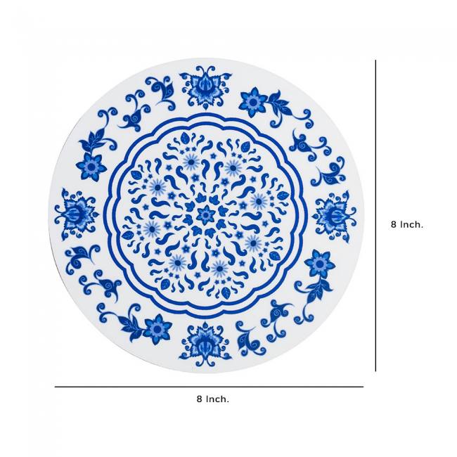 Wooden Coasters (Set of 2) - Blue Pottery