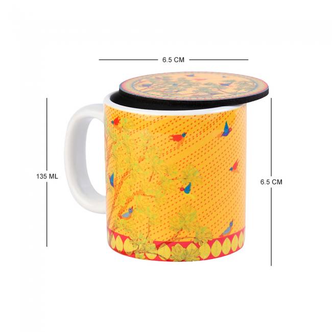 Espresso Mug with Coaster- Gond Art