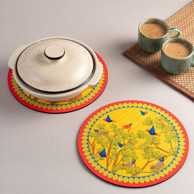 Wooden Coasters (Set of 2) - Gond Art