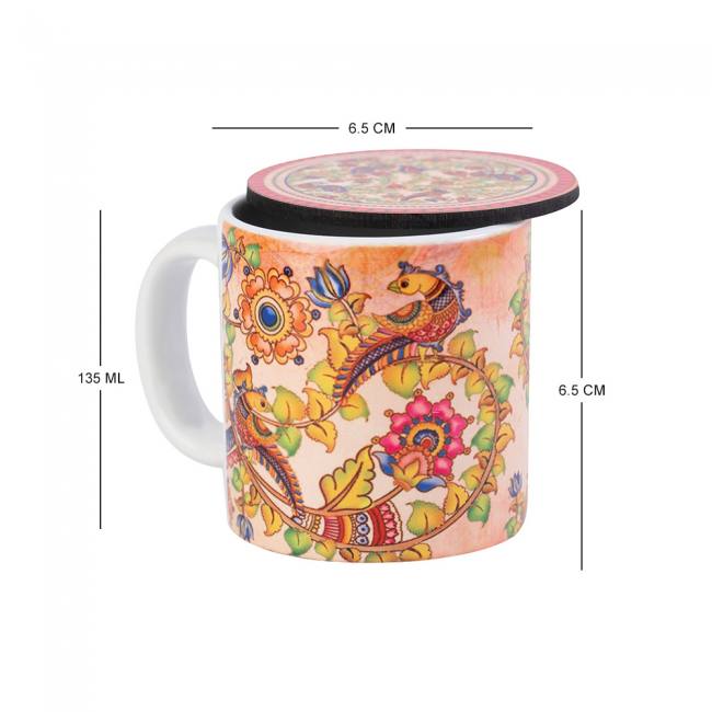 Espresso Mug With Coaster - Kalamkari Finesse