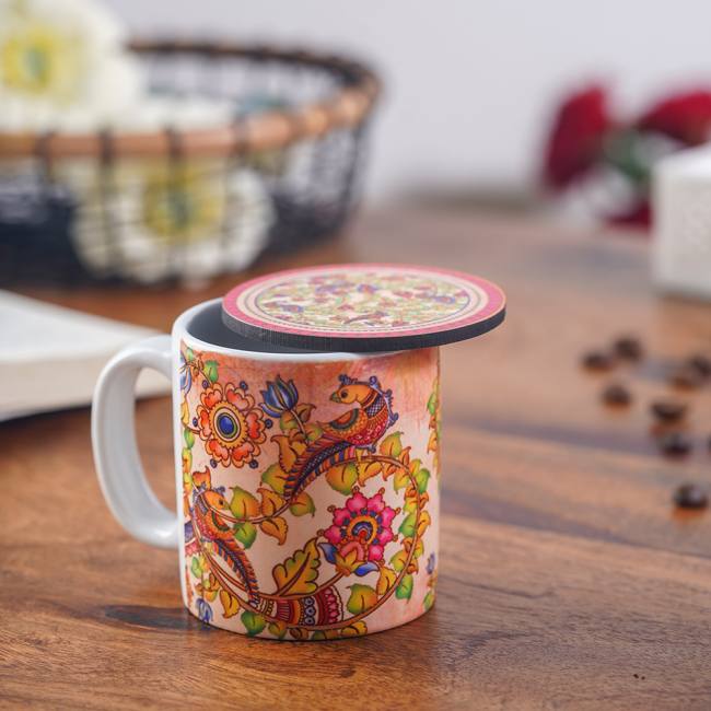 Espresso Mug With Coaster - Kalamkari Finesse