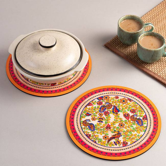 Wooden Coasters (Set of 2) - Kalamkari Finesse