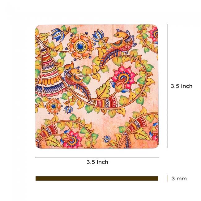 Wooden Coasters (Set of 4) - Kalamkari Finesse