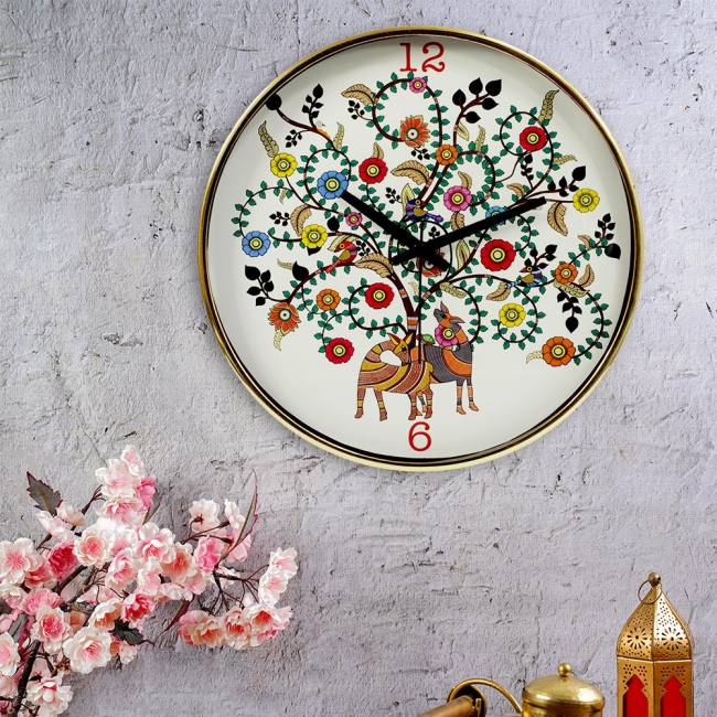 Wall Clock - Madhubani Art