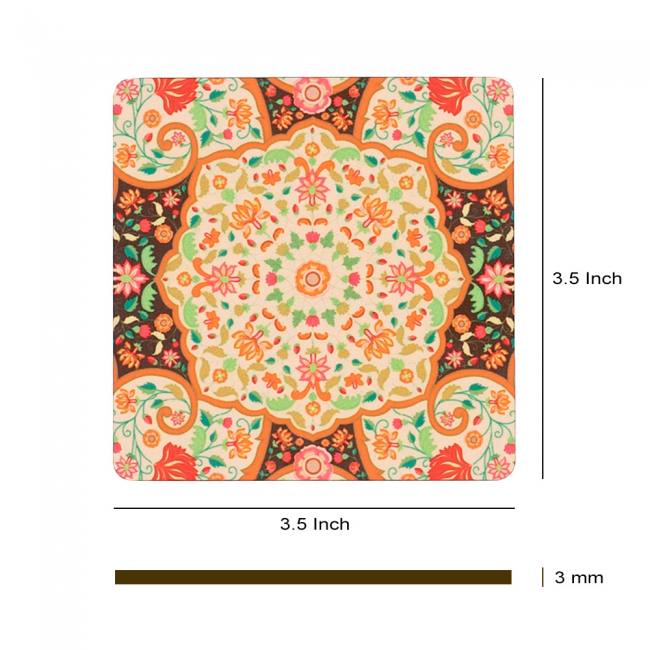 Wooden Coasters (Set of 4) - Ornate Mughal
