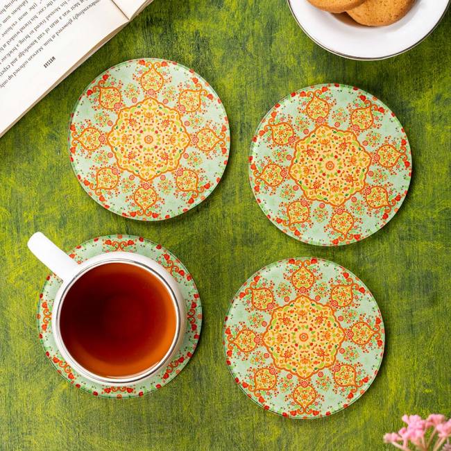 Glass Coasters (Set of 4) - Ornate Mughal