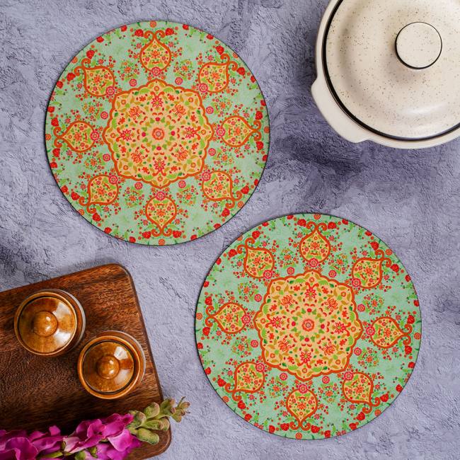 Rubber Trivets (Set of two)- Ornate Mughal
