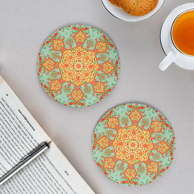 Wooden Coasters (Set of 2) - Ornate Mughal