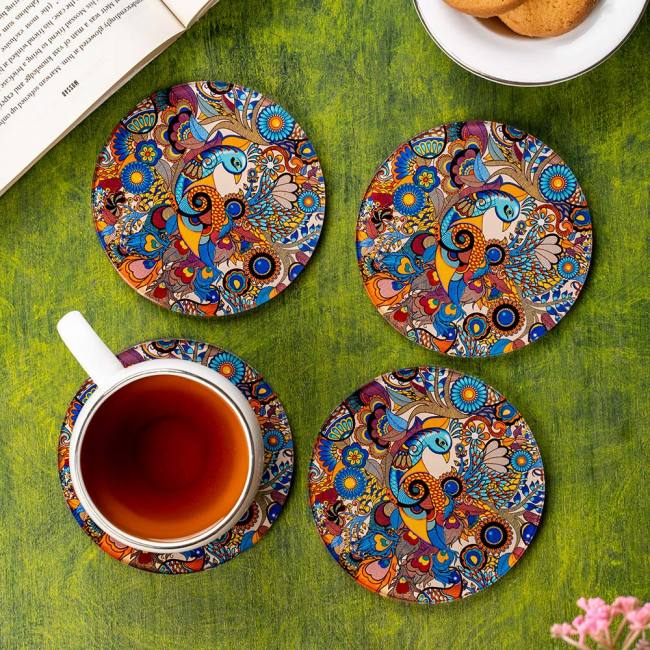 Glass Coasters (Set of 4) - Peacock Admiration