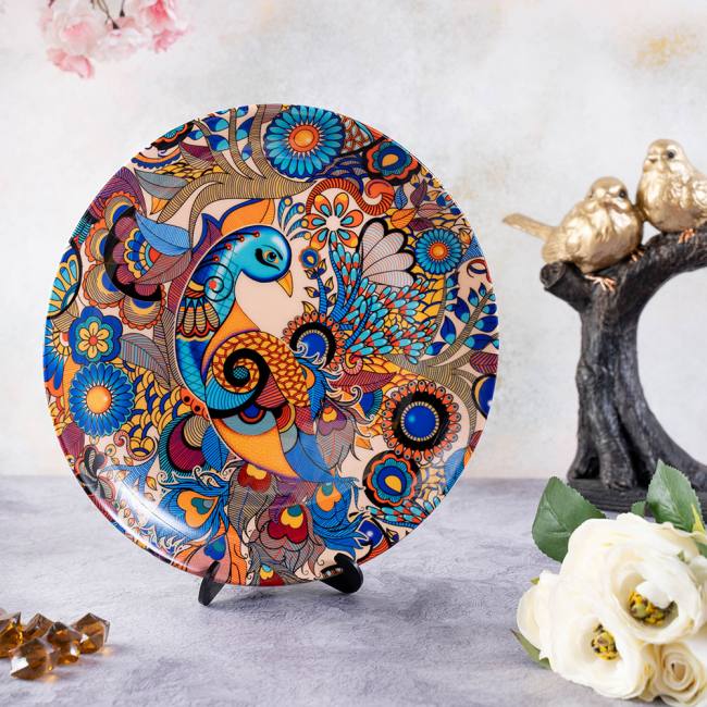 Decorative Wall Plate - Peacock Admiration