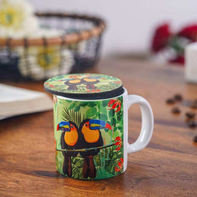 Espresso Mug with Coaster - Tropical Lush
