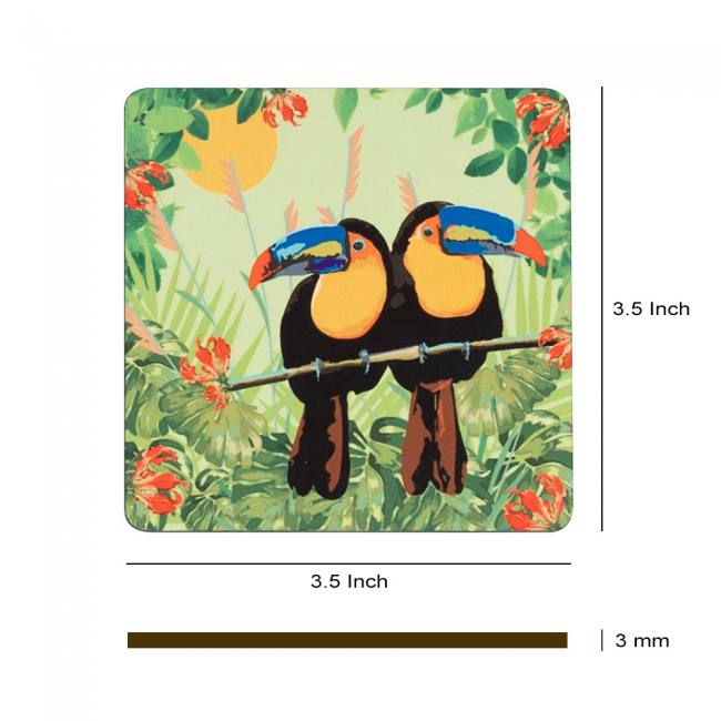 Wooden Coasters (Set of 4) - Tropical Lush
